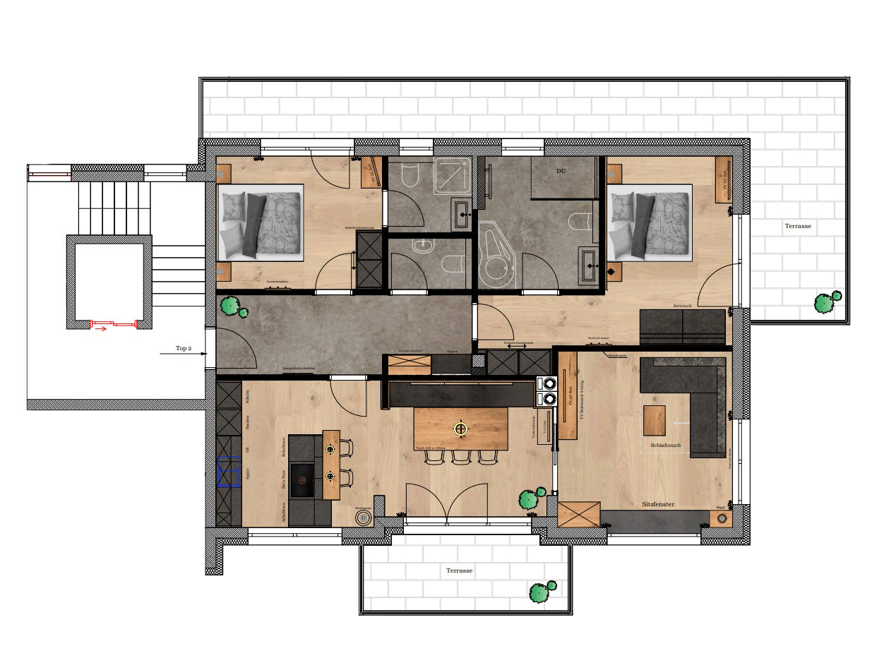 Appartement mit 2 Schlafzimmern